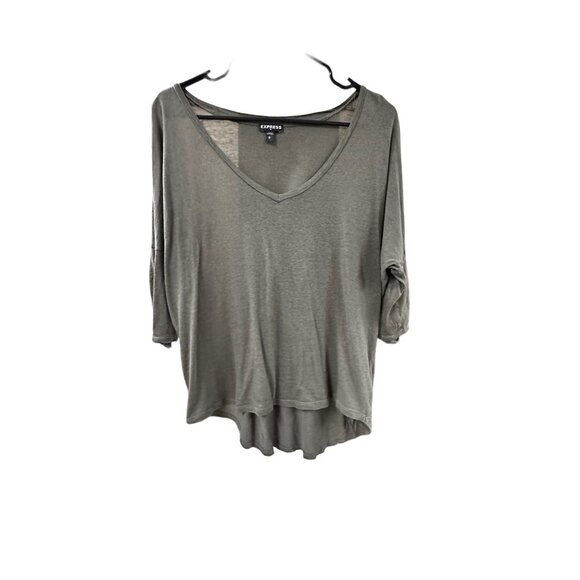 🌸3/$15🌸Olive Green 3/4 Length Sleeve with Criss Cross Cuff Large - Picture 1 of 5